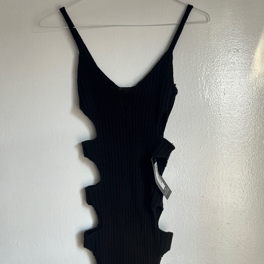 Black Chunky Tib cut Mini dress